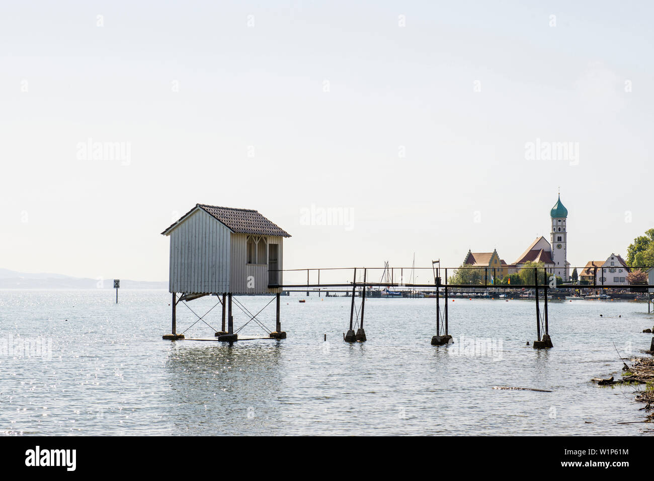 Badehaus, Wasserburg, Bodensee, Bayern, Deutschland Stockfoto