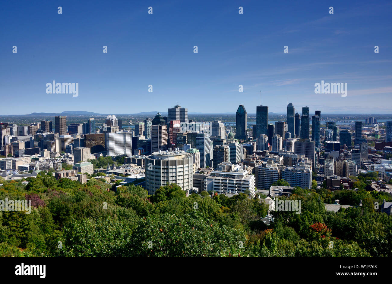 Downtown unter dem Mont-Royal, Montreal, Quebec, Kanada Stockfoto