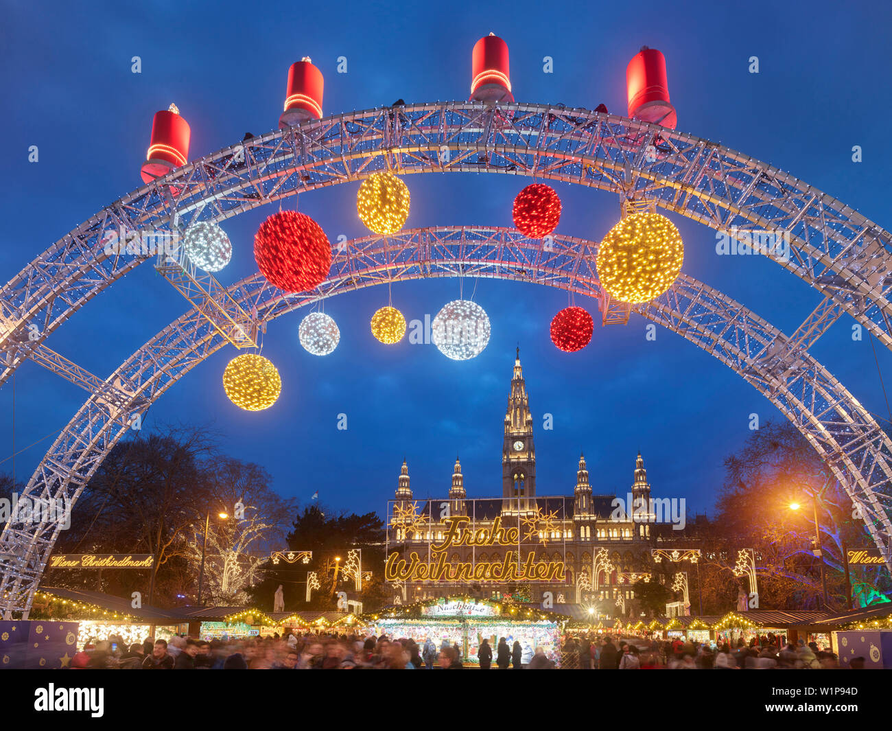 Weihnachtsmarkt vor dem Rathaus, Rathaus Park, 1. Bezirk Innere Stadt, Wien, Österreich Stockfoto
