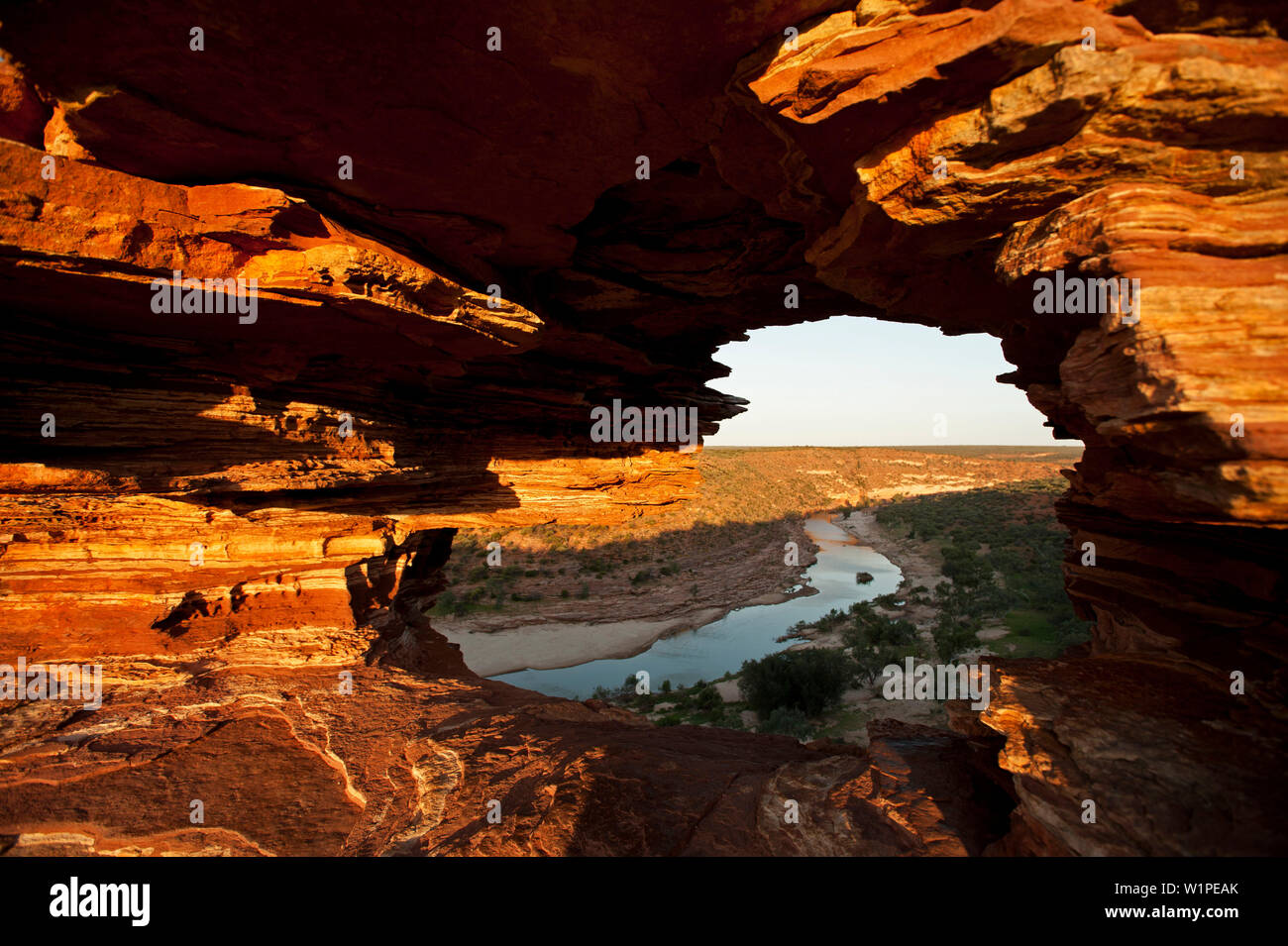 Blick durch die Natur das Fenster von Murchison River Stockfoto