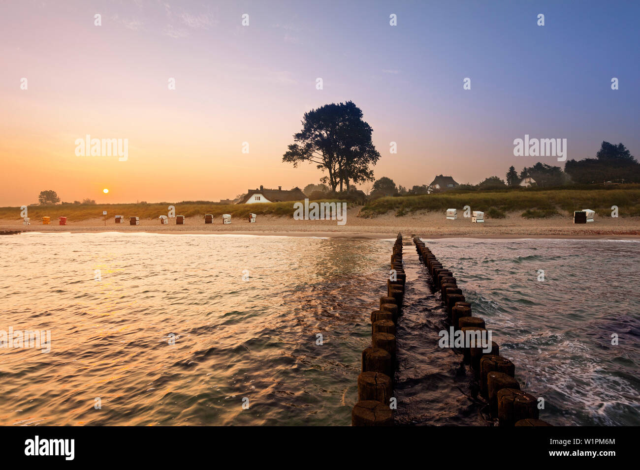 Wellenbrecher in der Nähe von Ahrenshoop, Fischland, Mecklenburg-Vorpommern, Deutschland Stockfoto
