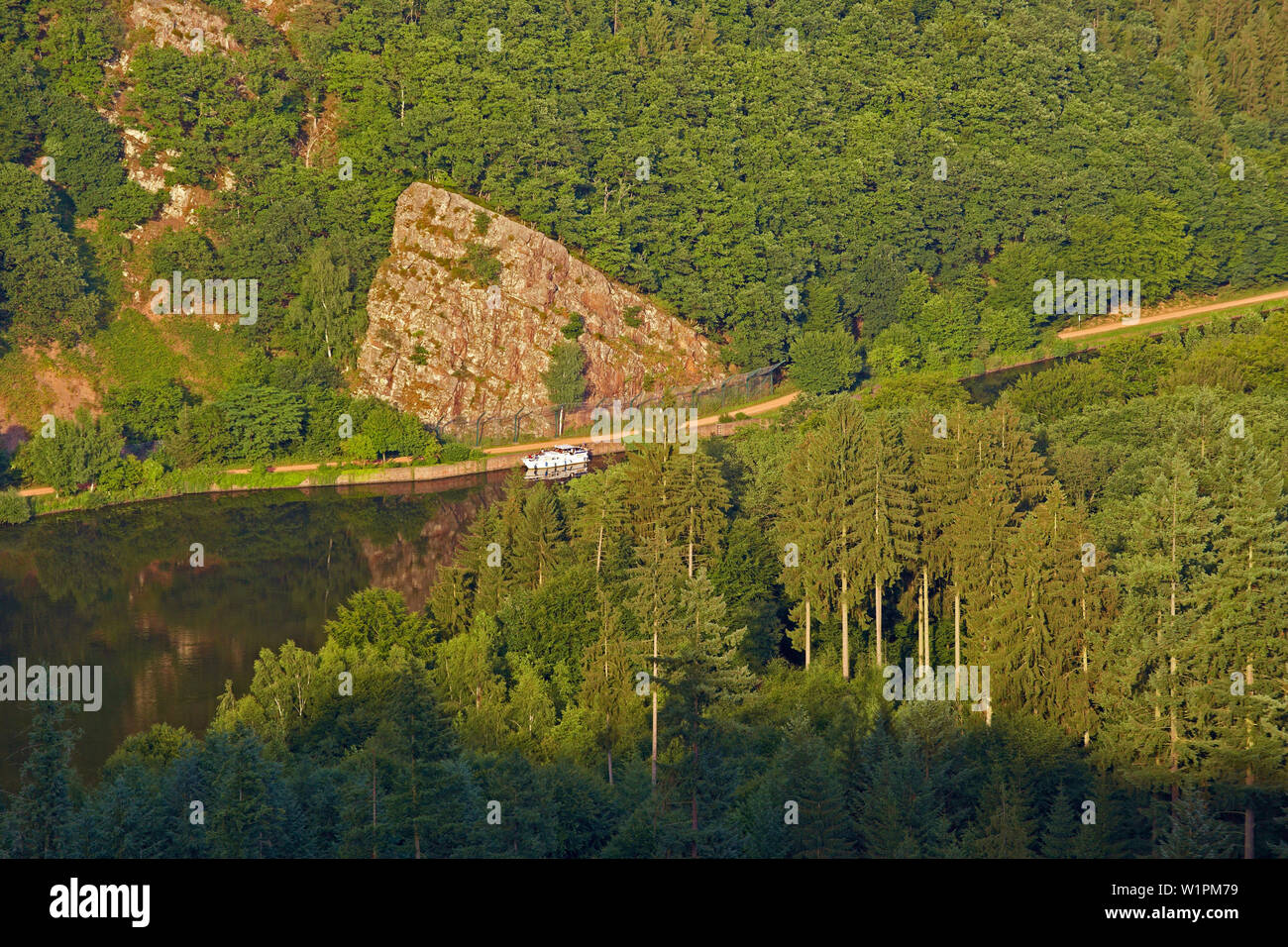 Oberhalb der Saar in der Nähe von Orscholz, Mettlach, Saarland, Saar, Deutschland, Europa Stockfoto