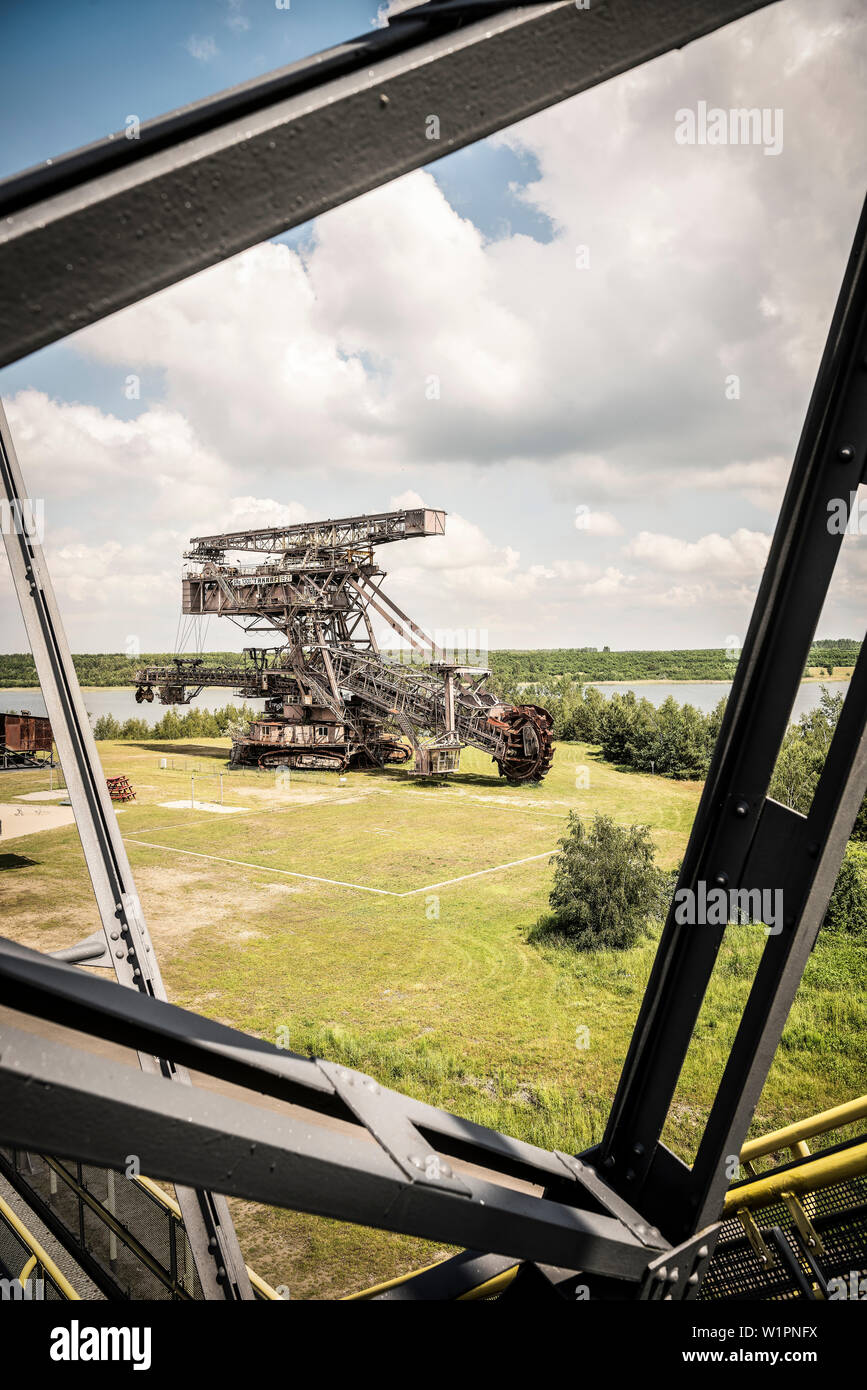 Schaufelradbagger "Big Wheel" in Ferropolis - Stadt aus Eisen, Dessau, Sachsen-Anhalt, Europäische Route der Industriekultur Stockfoto