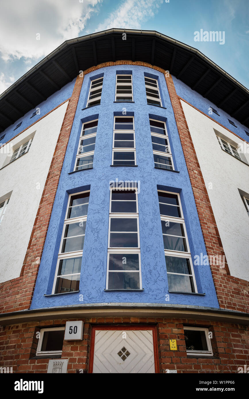 UNESCO Welterbe, sozialer Wohnungsbau im Berliner Stadtrand, Hufeisen Siedlung, Berlin, Deutschland Stockfoto