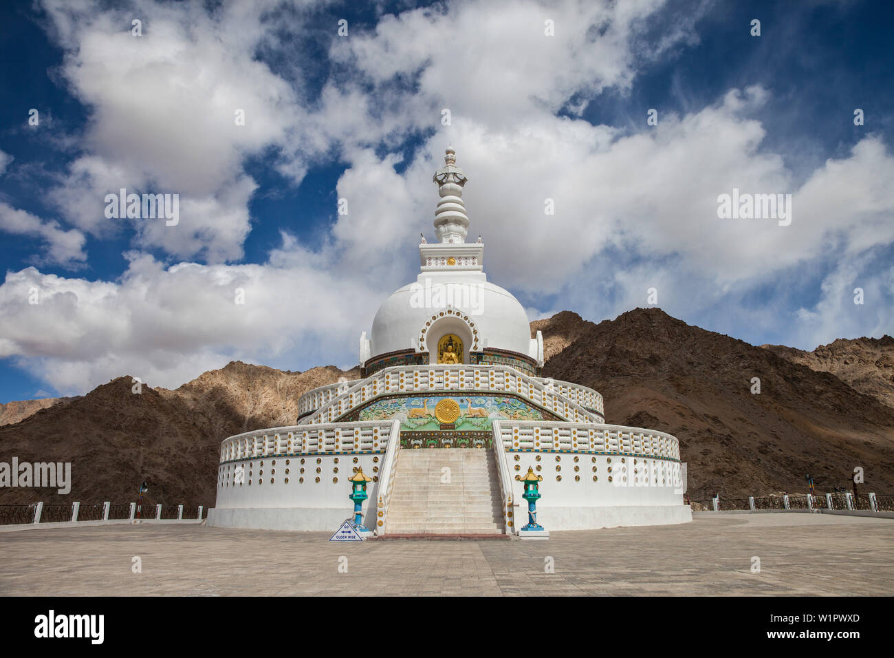 Shanti Stupa in Leh, Ladakh, Indien, Asien Stockfoto