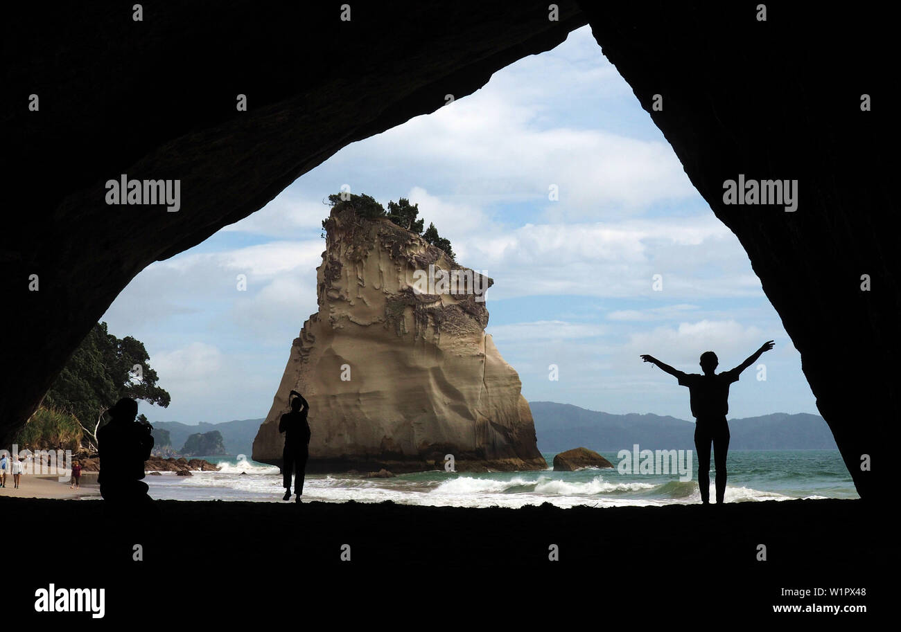 Im Cathedral Cove, Halbinsel Coromandel, North Island, Neuseeland Stockfoto