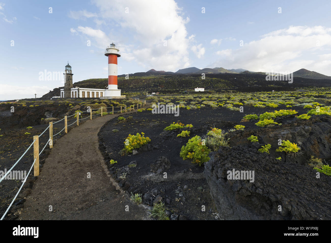 Leuchtturm Faro de Fuencaliente, La Palma, Kanarische Inseln, Spanien Stockfoto