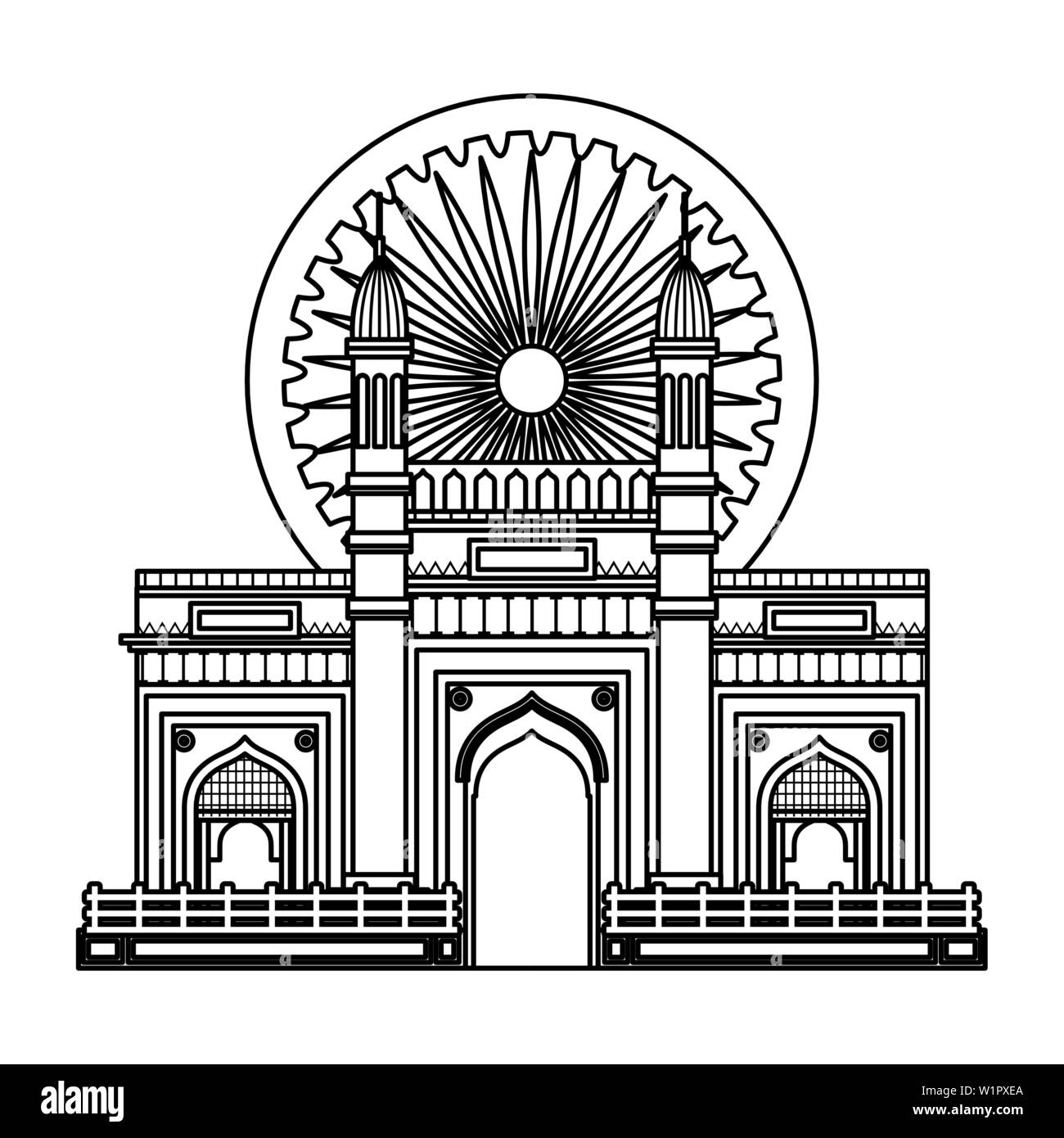 Ashoka Chakra mit Indischen Tor Palace Stock Vektor