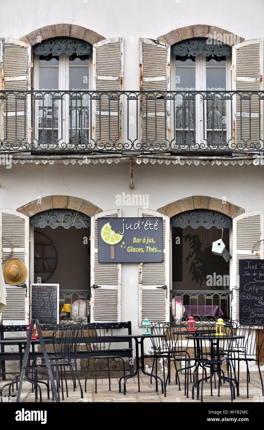 Café Fassade, Carnac, Bretagne, Frankreich Stockfoto