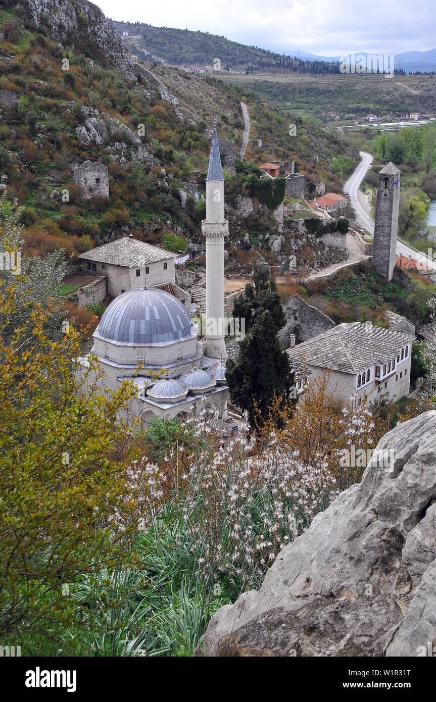 Sisman Ibrahim - eingetaucht Moschee, Počitelj, Bosnien und Herzegowina, Bosna i Hercegovina Stockfoto