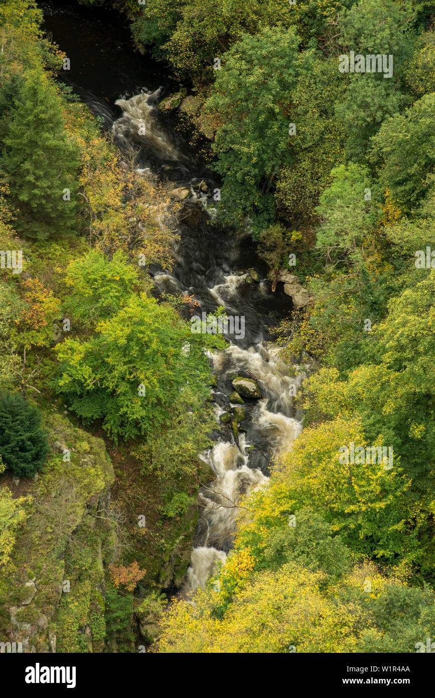 Blick von der Roßtrappe über die Bode im Bode Valley in der Nähe von Thale, Landkreis Harz, Nationalpark Harz, Sachsen-Anhalt, Deutschland, Europa Stockfoto