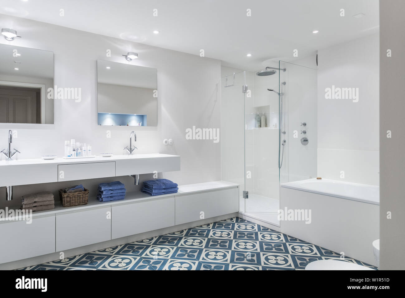 Badezimmer in einem modern eingerichteten Jugendstil Wohnung in  Hamburg,Deutschland, Europa Stockfotografie - Alamy