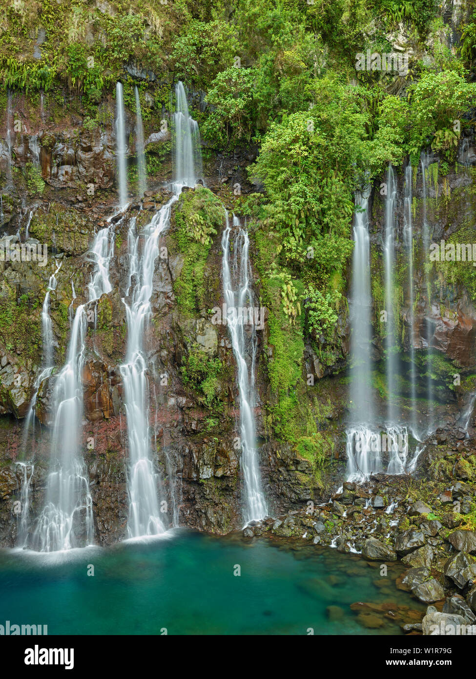 Wasserfall Cascade de la Grande Ravine, Langevin Stockfoto