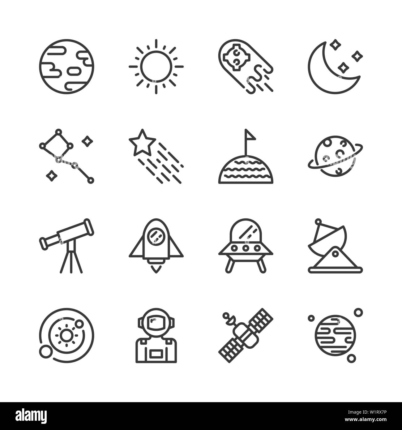 Platz in der gliederungsansicht Icon Set. Vector Illustration Stock Vektor