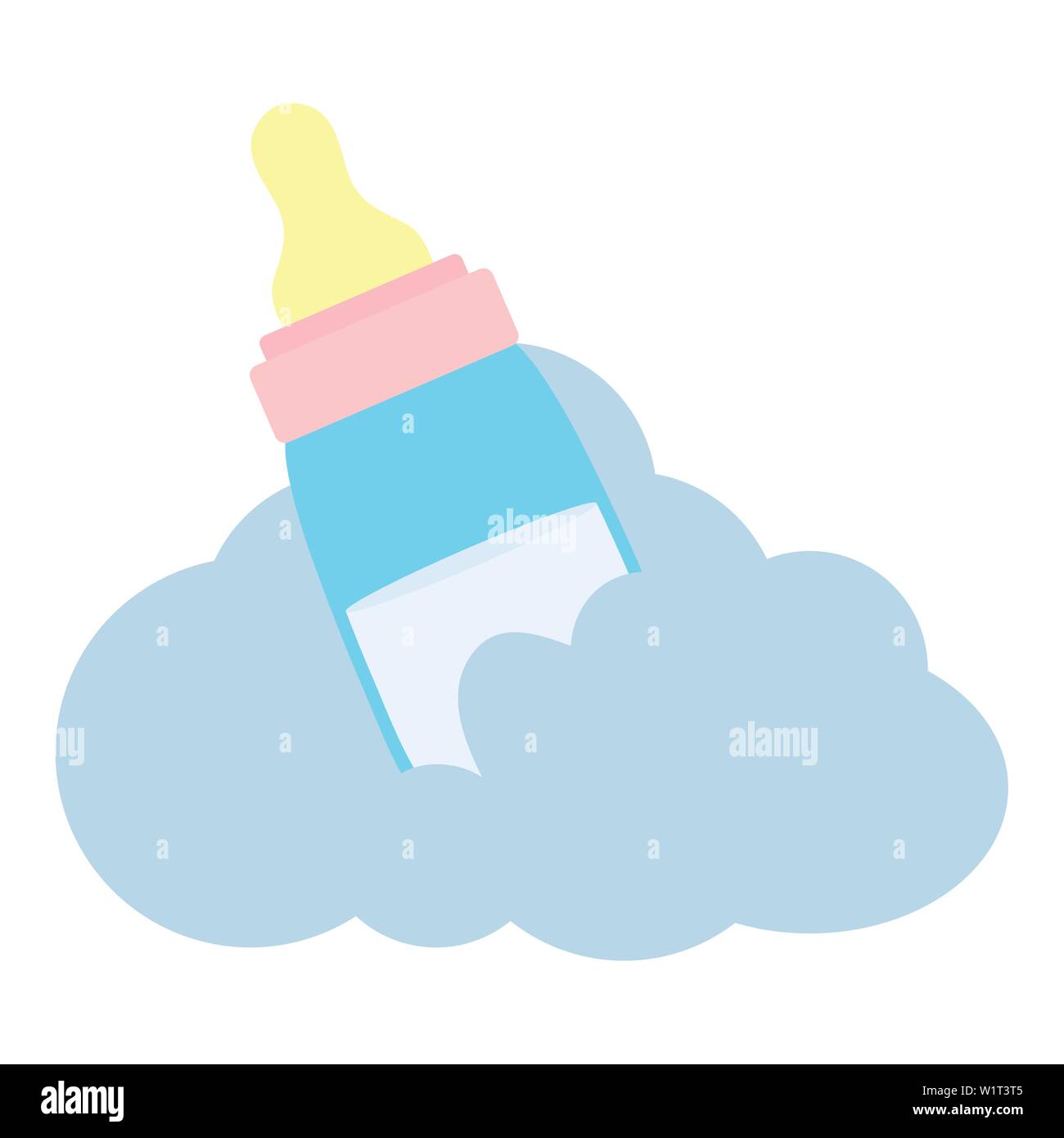 Baby Flasche Milch mit Cloud Vector Illustration Design Stock Vektor