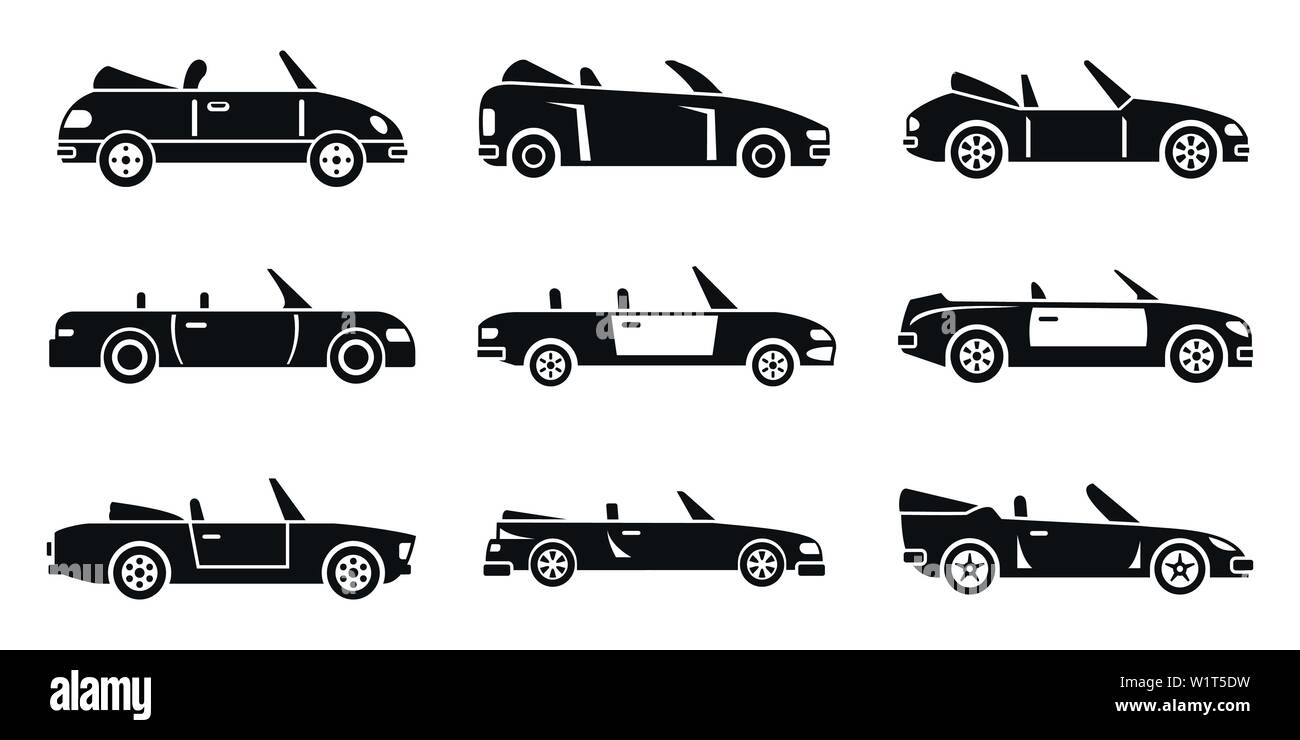 Cabriolet Auto Symbole gesetzt. Einfache Cabriolet Auto Vector Icons für Web Design auf weißem Hintergrund Stock Vektor