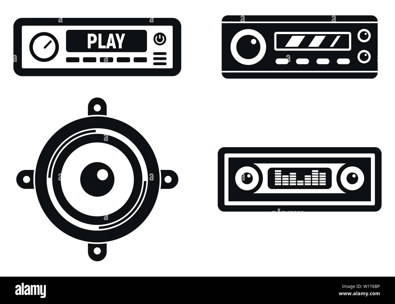 Car Audio System Icons einstellen. Einfacher Satz von Car Audio System Vector Icons für Web Design auf weißem Hintergrund Stock Vektor
