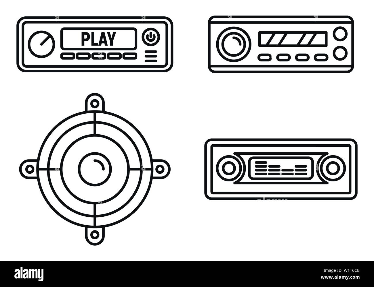 Auto Audio Lautsprecher Symbole gesetzt. Umrisse von Car Audio Lautsprecher Vector Icons für Web Design auf weißem Hintergrund Stock Vektor