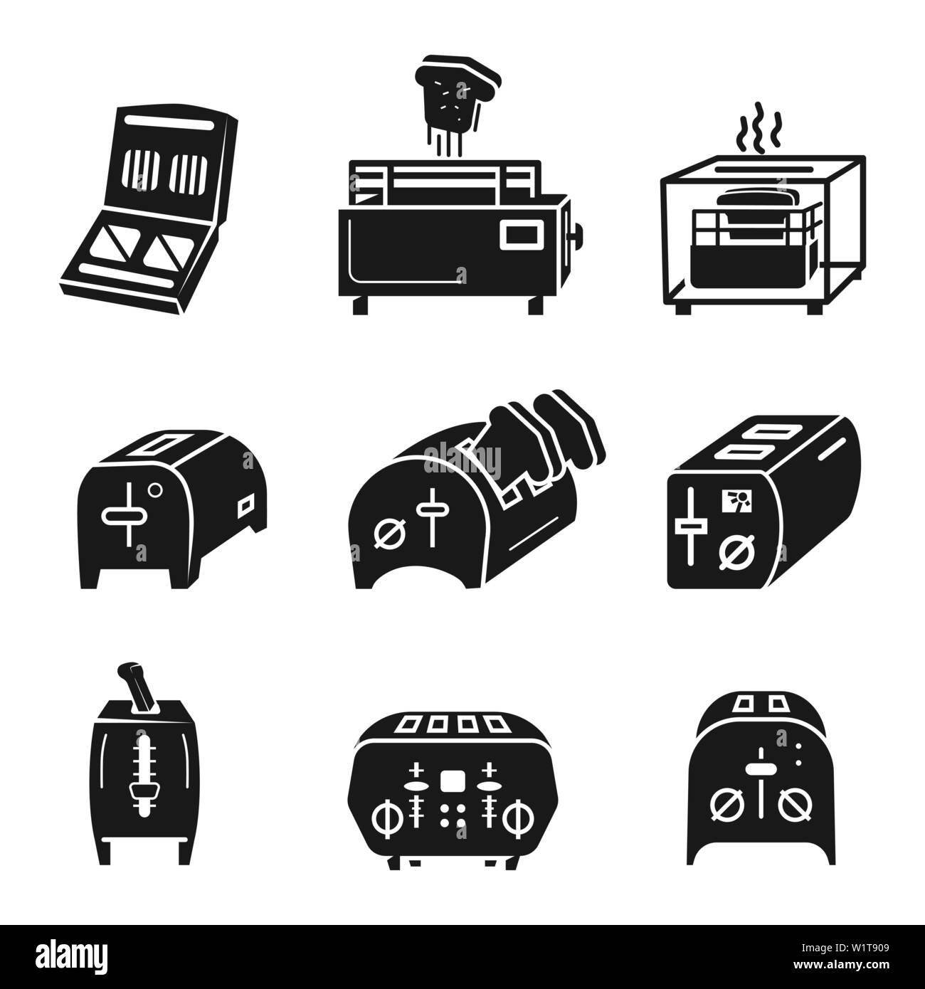 Toaster Symbole gesetzt. Einfacher Satz von Toaster Vector Icons für Web Design auf weißem Hintergrund Stock Vektor