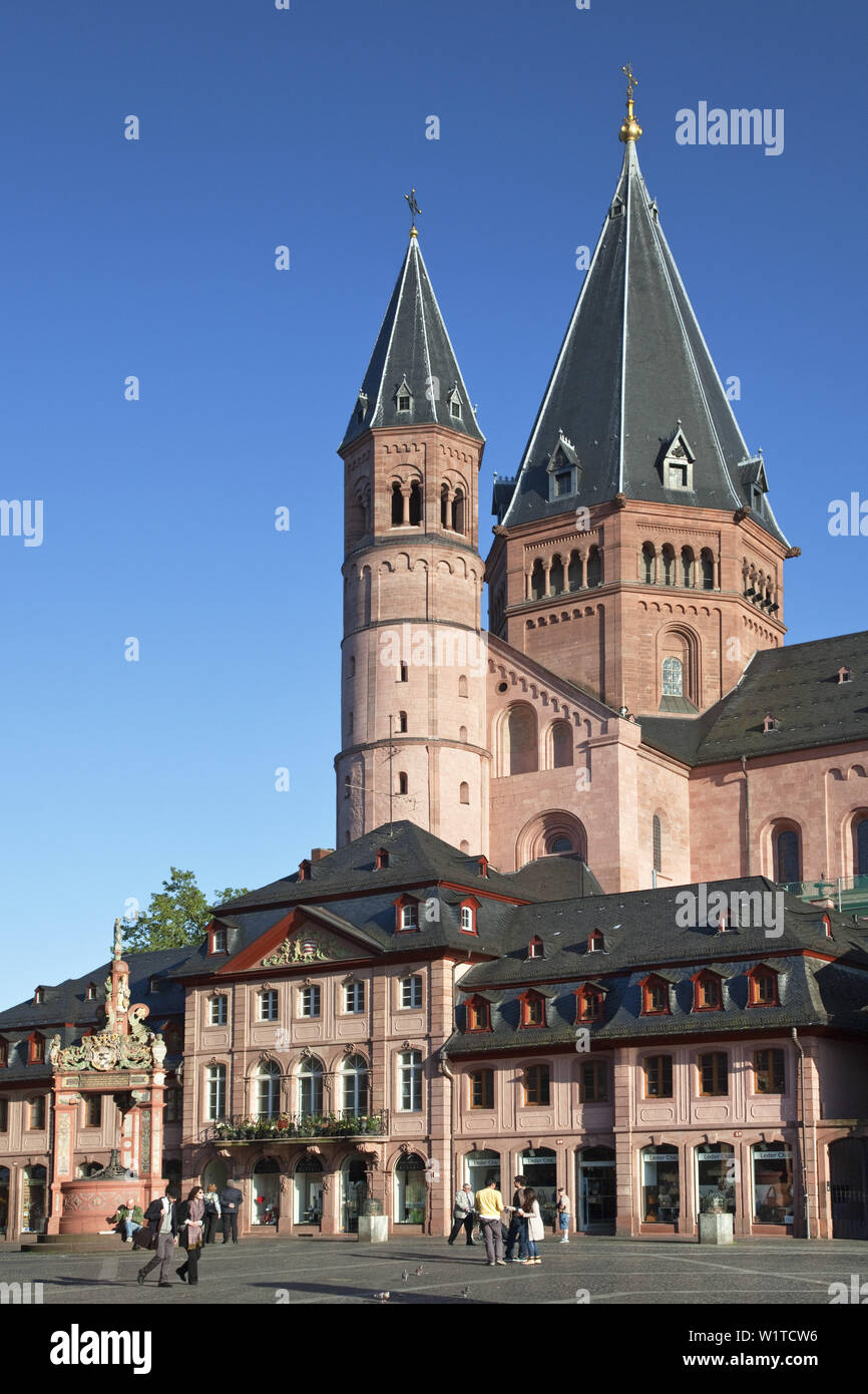 Kathedrale in der Altstadt von Mainz, Rheinland-Pfalz, Deutschland, Europa Stockfoto