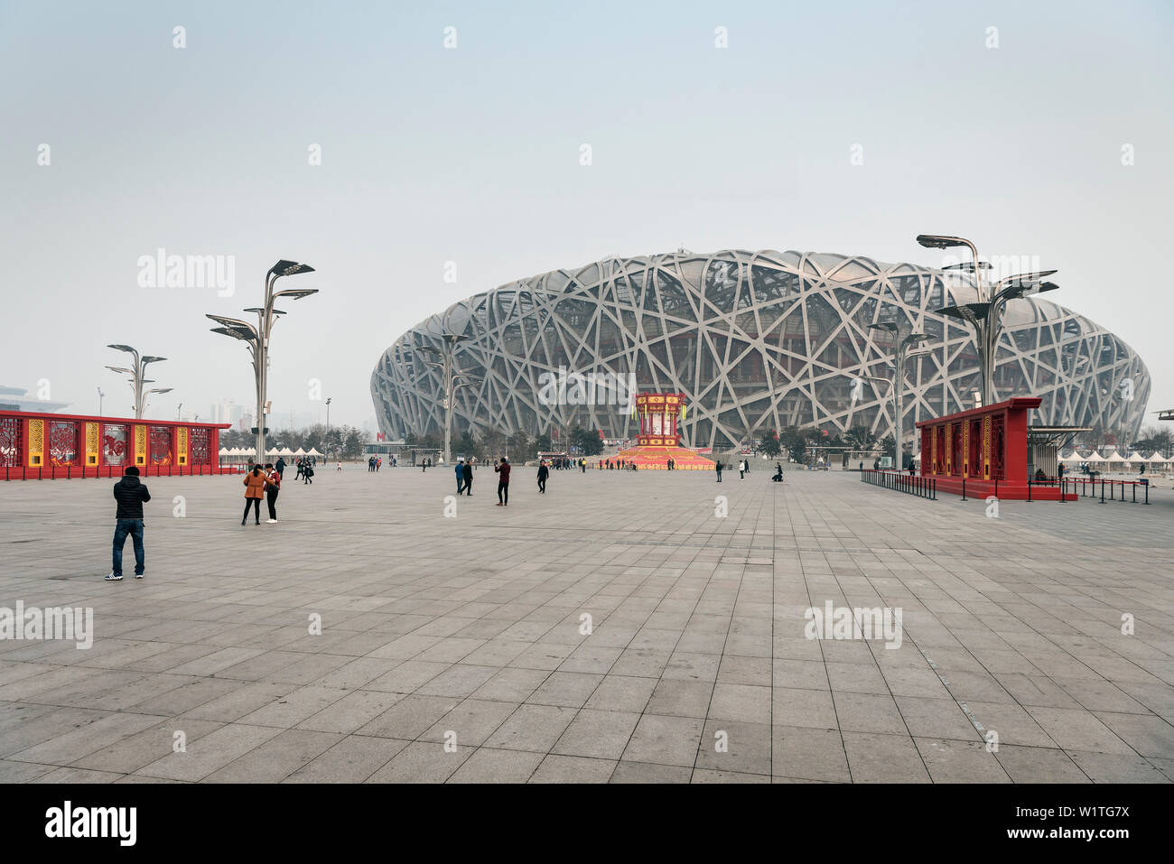 So genannte Bird's Nest von Herzog & de Meuron, National Stadium, Olympic Green, Peking, China, Asien Stockfoto