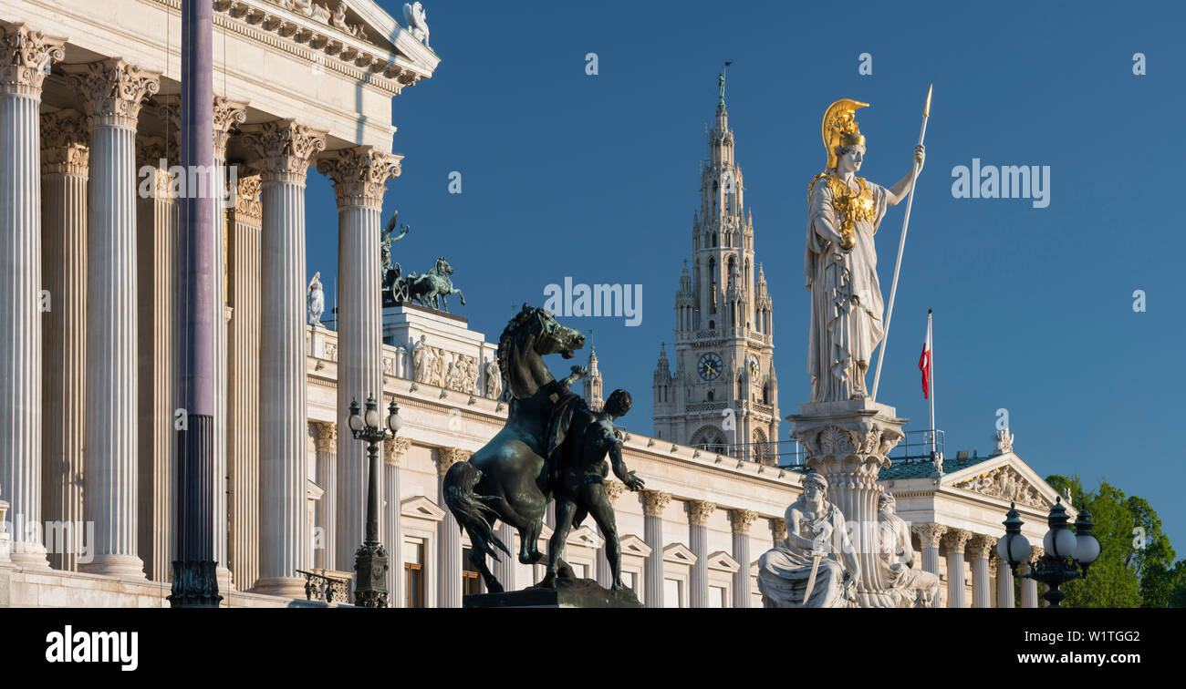 Parlament, Pallas Athene Statue, 1. Bezirk Innere Stadt, Wien, Österreich Stockfoto