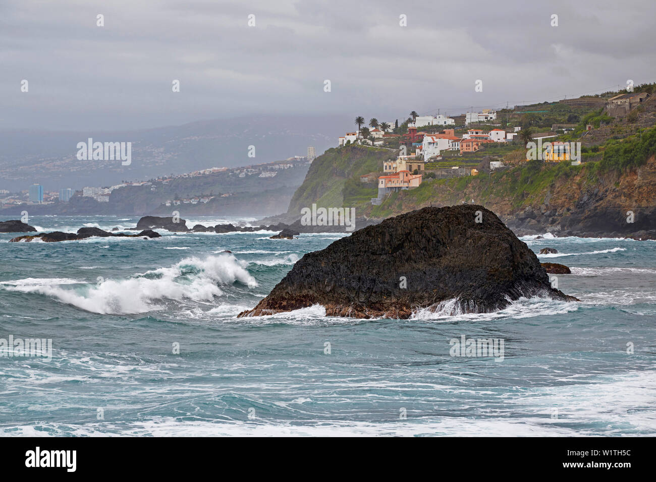 Blick auf Las Aguas, San Juan de la Rambla, Teneriffa, Kanarische Inseln, Islas Canarias, Atlantik, Spanien, Europa Stockfoto