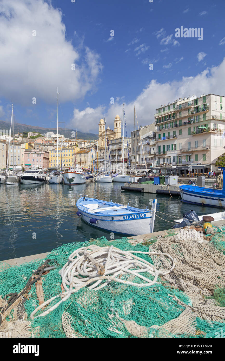 Fischerboot in Port de Plaisance in Bastia, Korsika, Südfrankreich, Frankreich, Südeuropa Stockfoto