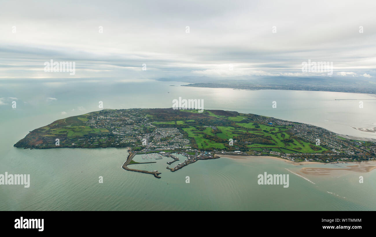 Die Halbinsel Howth aus der Vogelperspektive - Augen blick, Dublin, Irland Stockfoto