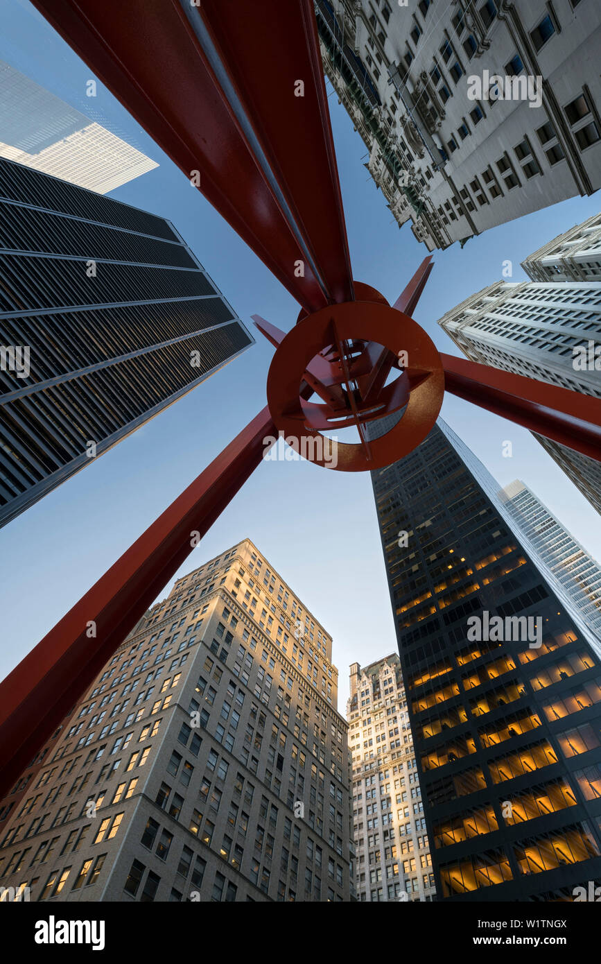 Lebensfreude Skulptur im Zuccotti Park, Manhattan, New York City, USA Stockfoto