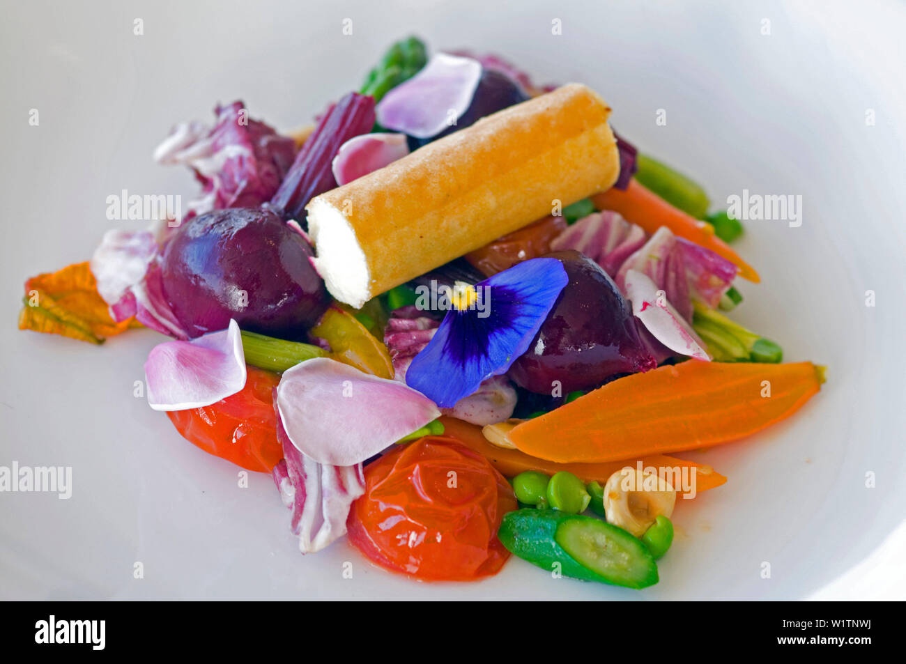 Bunte Salat serviert im Southern Ocean Lodge Stockfoto