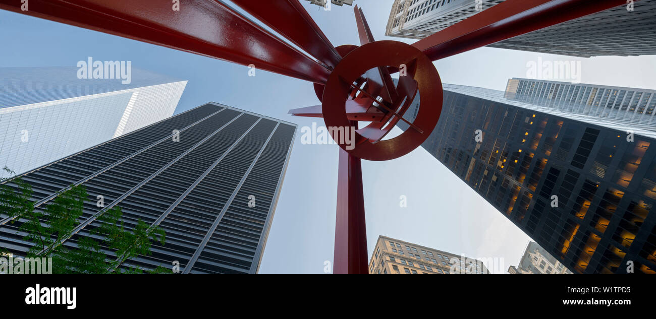 Lebensfreude Skulptur im Zuccotti Park, Manhattan, New York City, USA Stockfoto