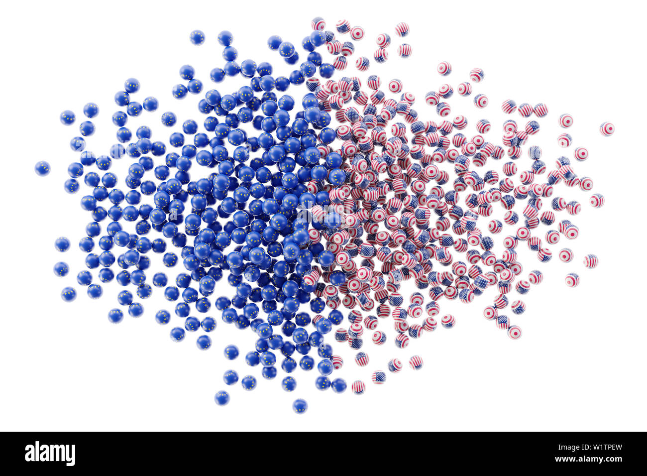 Die politischen Beziehungen zwischen Europa und den USA, original 3D-Rendering Stockfoto