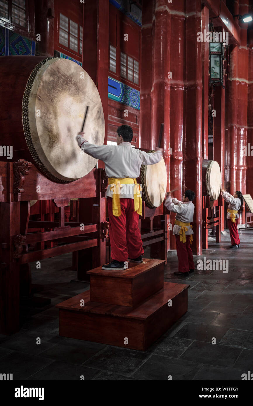 Leistung Trommel Drum Tower, Peking, China, Asien Stockfoto