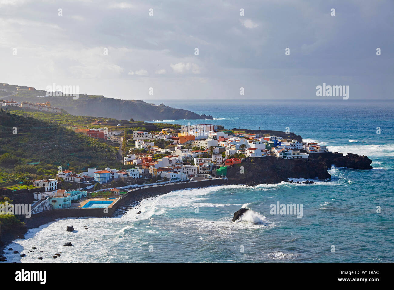Las Aguas, felsige Küste bei San Juan de la Rambla, Teneriffa, Kanarische Inseln, Islas Canarias, Atlantik, Spanien, Europa Stockfoto