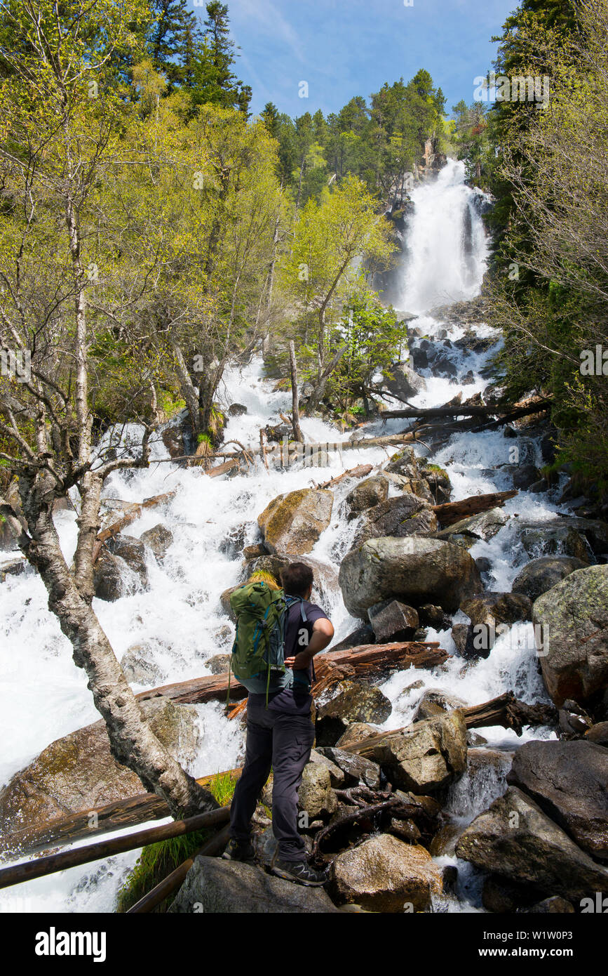 Das Cascada de Ratera im Parc National d'Aigüestortes i Estany de Sant Maurici Stockfoto