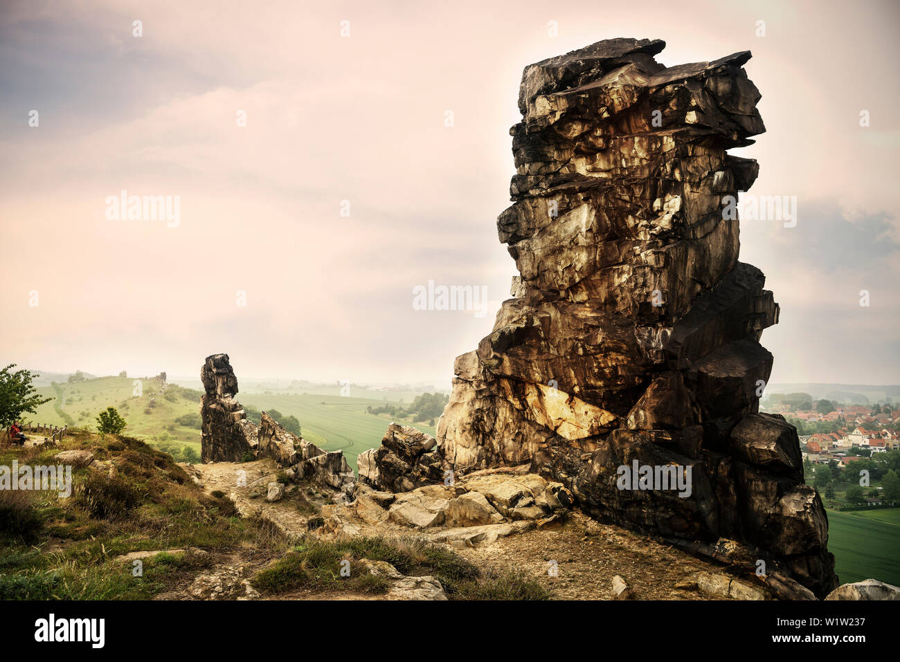 So Devil's Wand bei Weddersleben rund um Quedlinburg, Nationalpark Harz, Sachsen-Anhalt, Deutschland Stockfoto