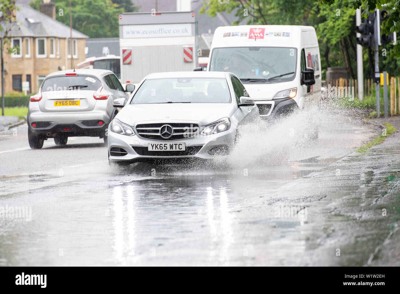 Das Met-Büro hat in Schottland Hochwasserwarnungen nach starkem Regen ausgegeben Stockfoto