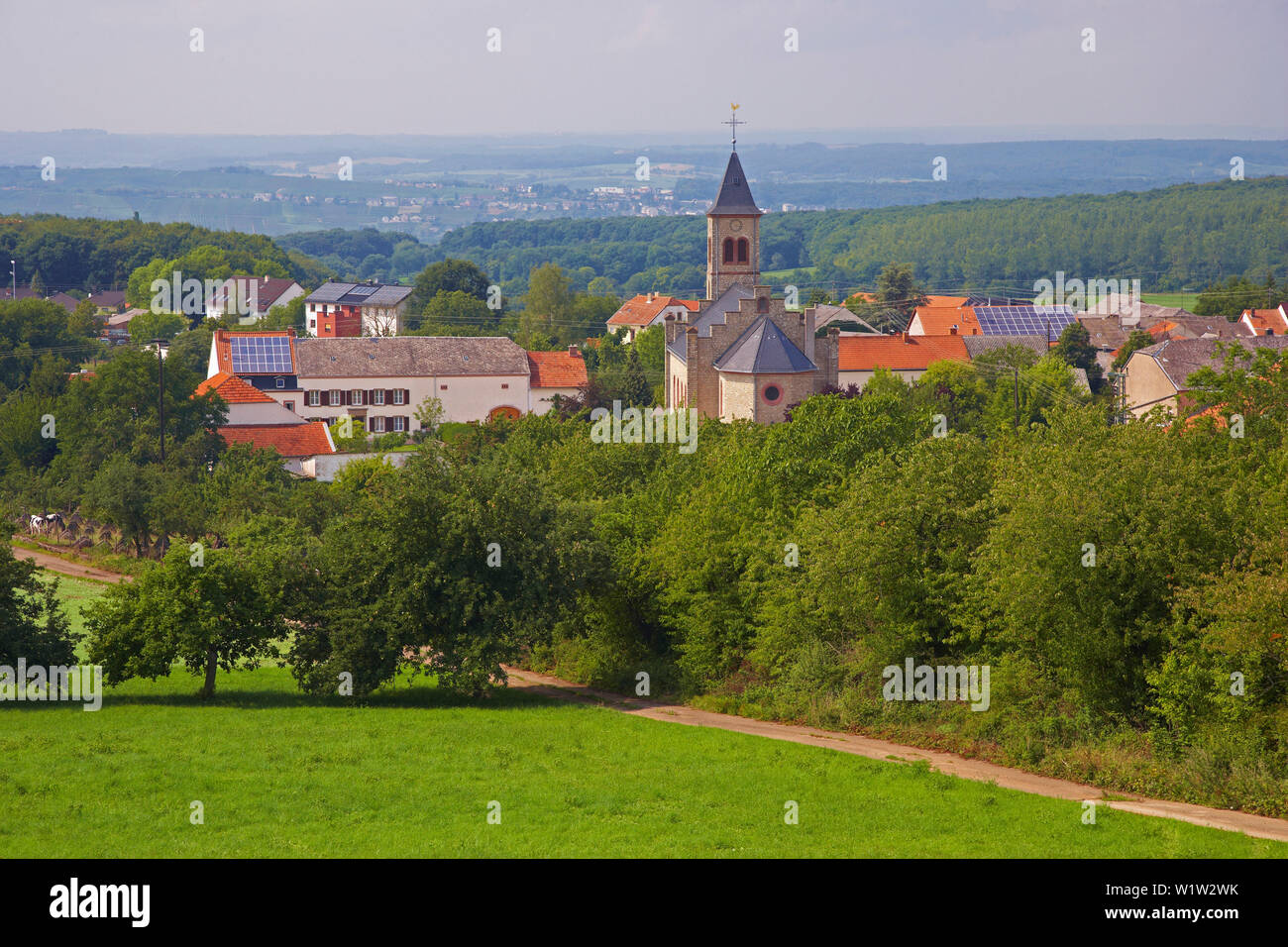 Orschholzriegel, Teil des ehemaligen westlichen Mauer, TettlingenButzdorf, lokale Behörde Perl, Saarland, Deutschland, Europa Stockfoto