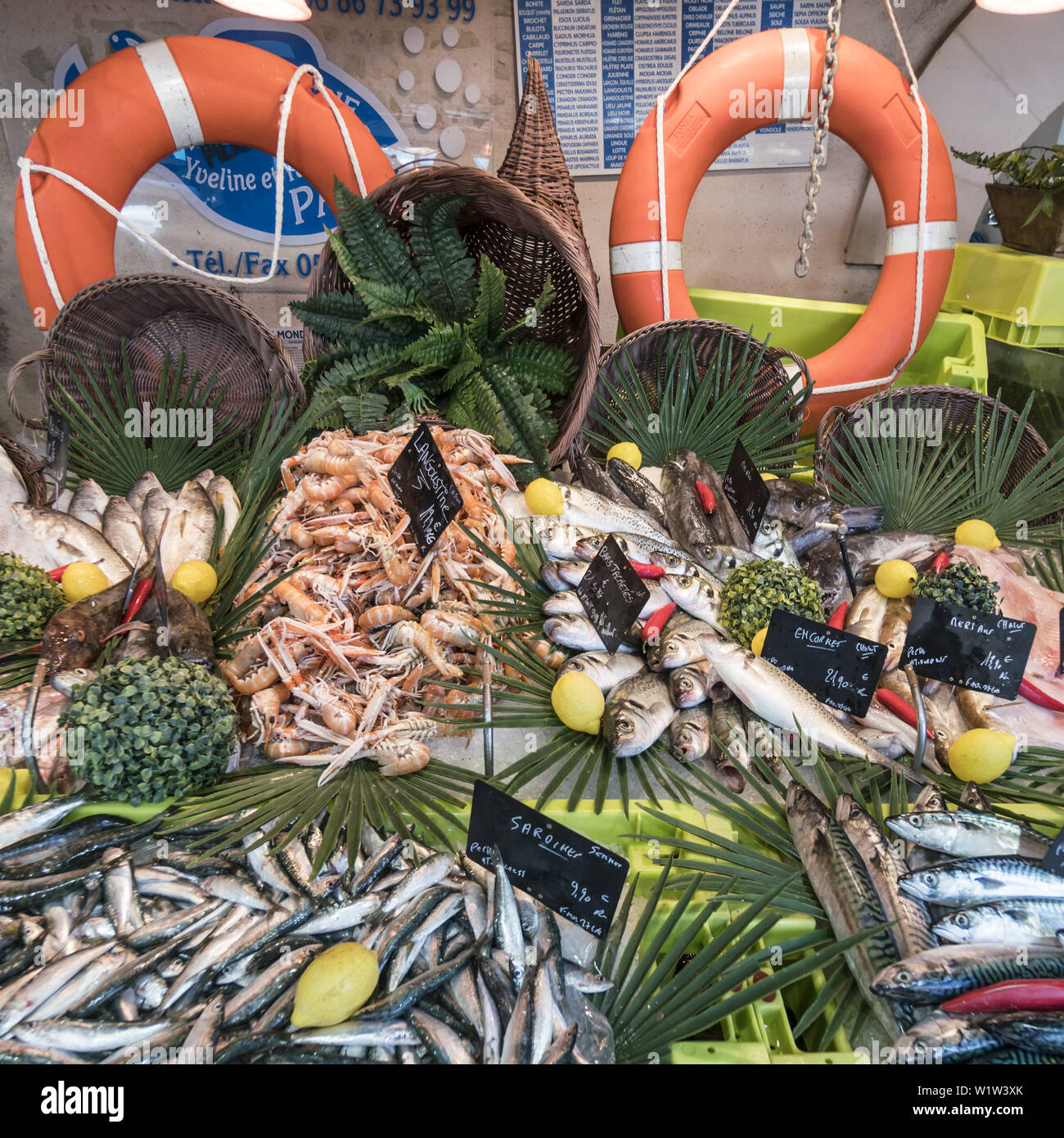 Fischmarkt, Fruits de Mer, Ile de Re, Nouvelle-Aquitaine, Französisch westcoast, Frankreich Stockfoto