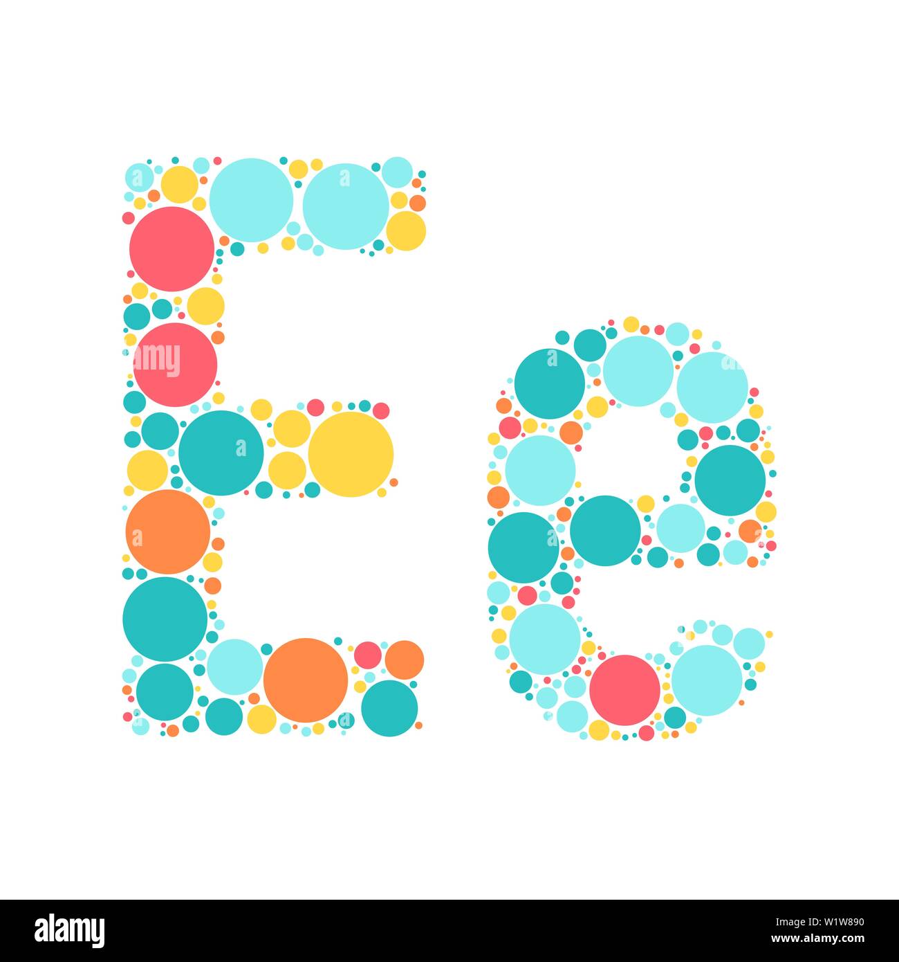 Einen Buchstaben des Alphabets aus farbigen Kreisen, die durch einen fröhlichen mozayka. Vektorschrift Abbildung. Stock Vektor