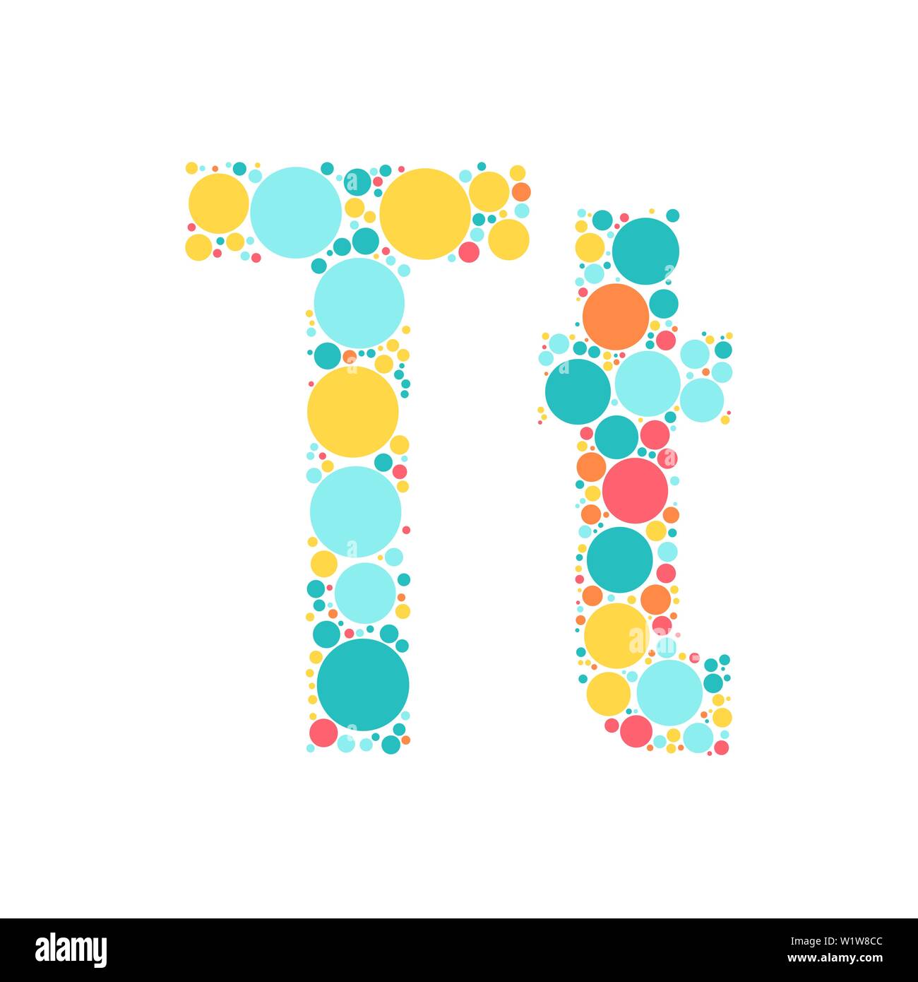 Einen Buchstaben des Alphabets aus farbigen Kreisen, die durch einen fröhlichen mozayka. Vektorschrift Abbildung. Stock Vektor