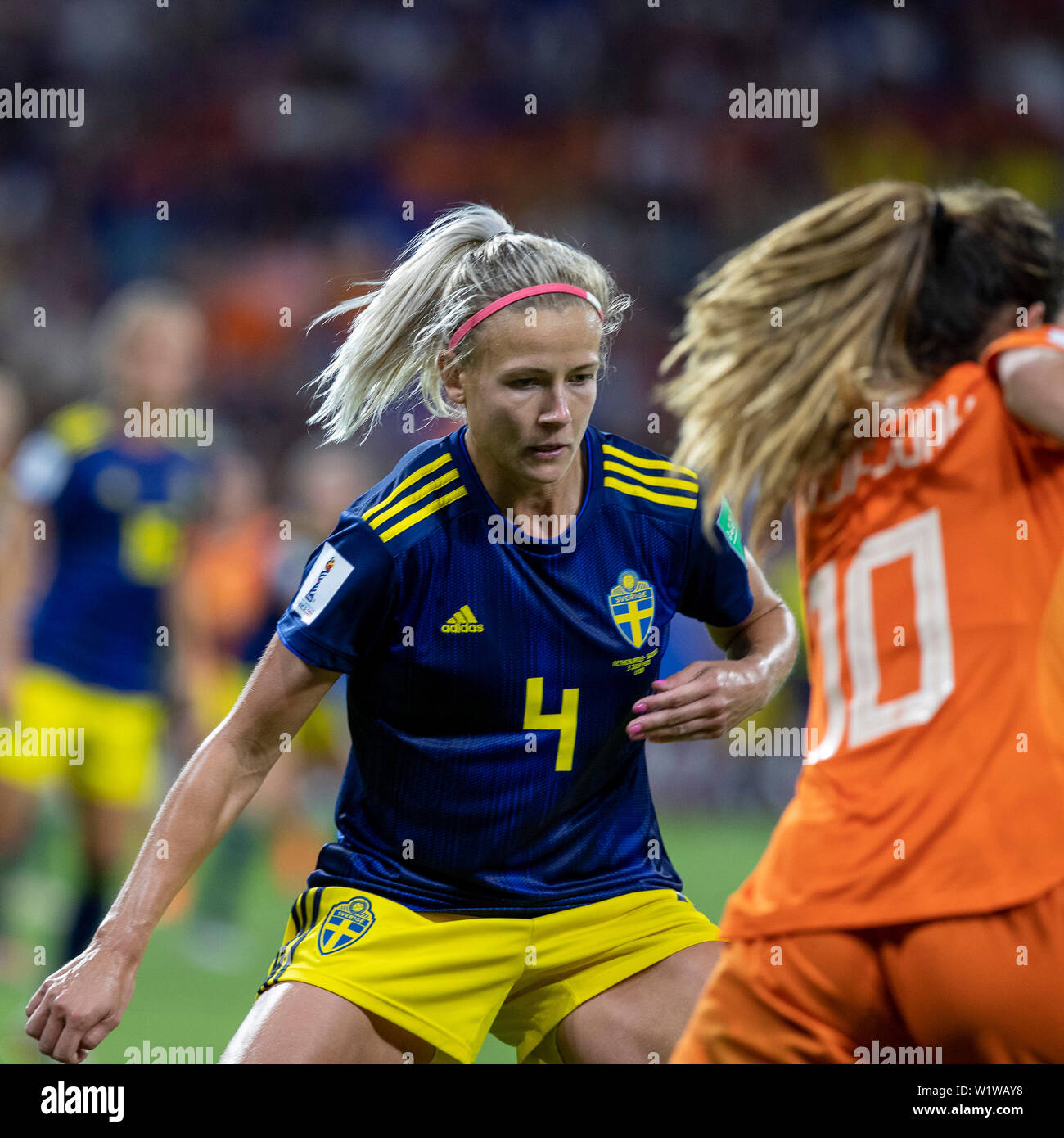 Lyon, Frankreich. 03 Juli, 2019. Hanna Glas von Schweden. Holland und Schweden. Weltmeisterschaft Qualifikation Fußball. FIFA. Gehalten am Stadion in Lyon Lyon, Frankreich (Foto: Richard Callis/Fotoarena) Credit: Foto Arena LTDA/Alamy leben Nachrichten Stockfoto