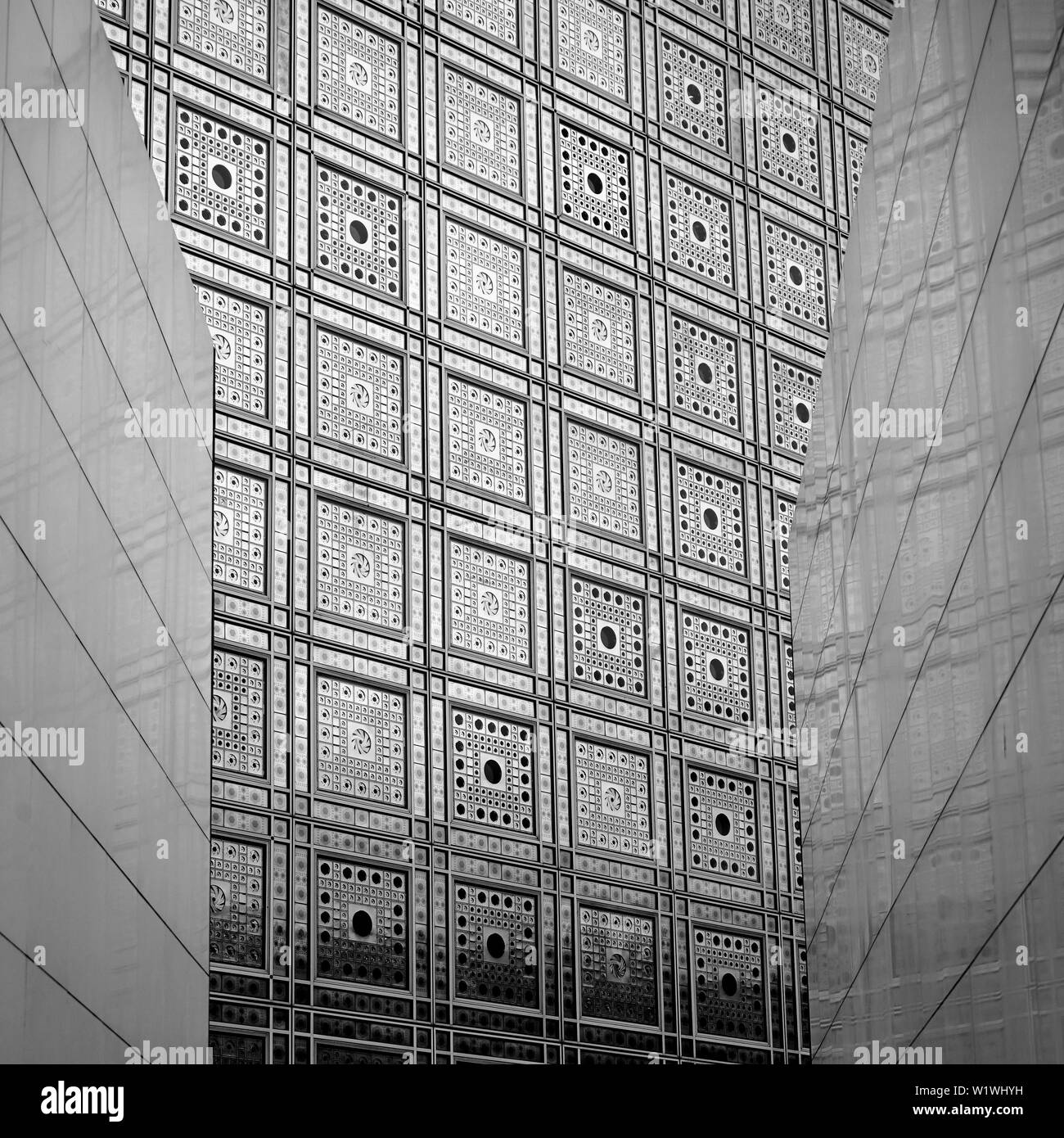 Arabische Welt Institut Paris bw Stockfoto