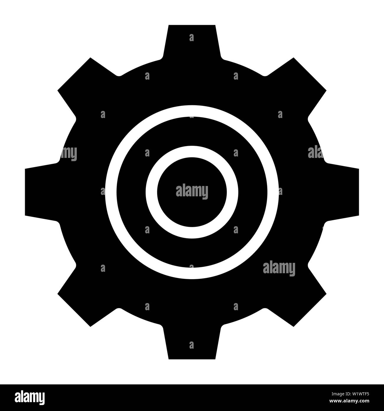 Zahnradsymbol, Vector Illustration, User Interface Glyphe Stockfoto