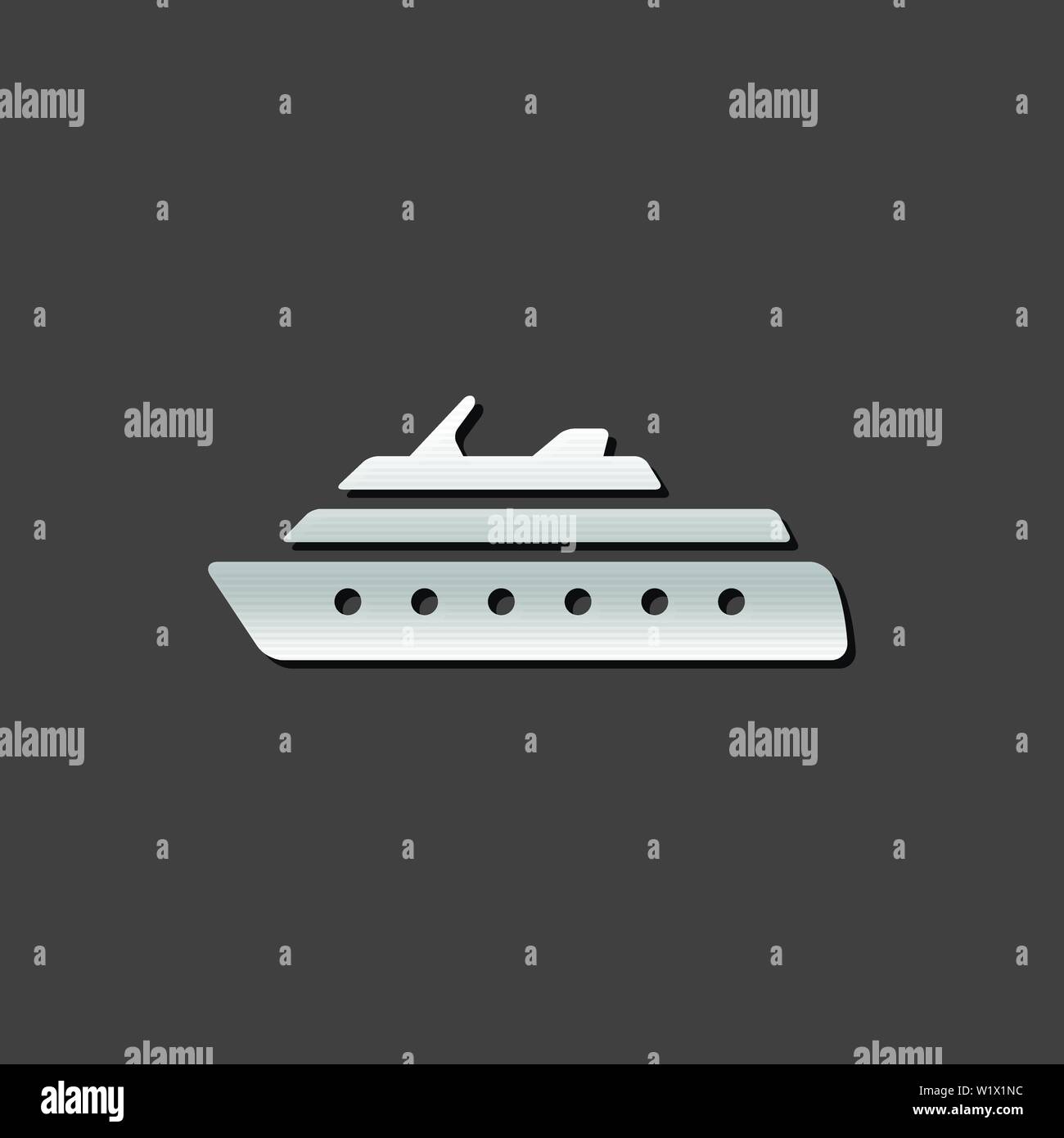 Kreuzfahrtschiff Symbol in metallic grau farbe Stil. Urlaub Reise Stock Vektor