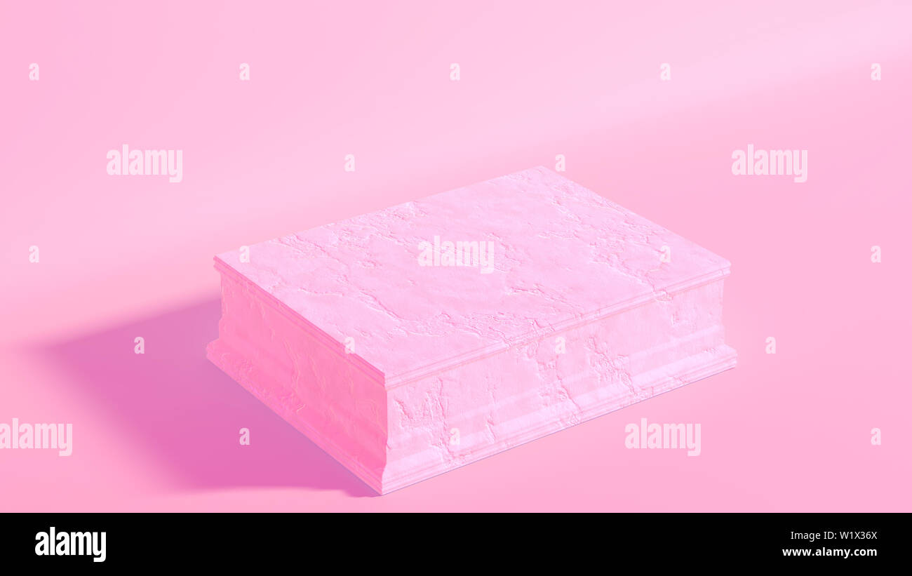 Einen leeren rechteckigen Marmor Stein Trophäe Base auf einem isolierten Lachs pink studio Umgebung - 3D-Rendering Stockfoto