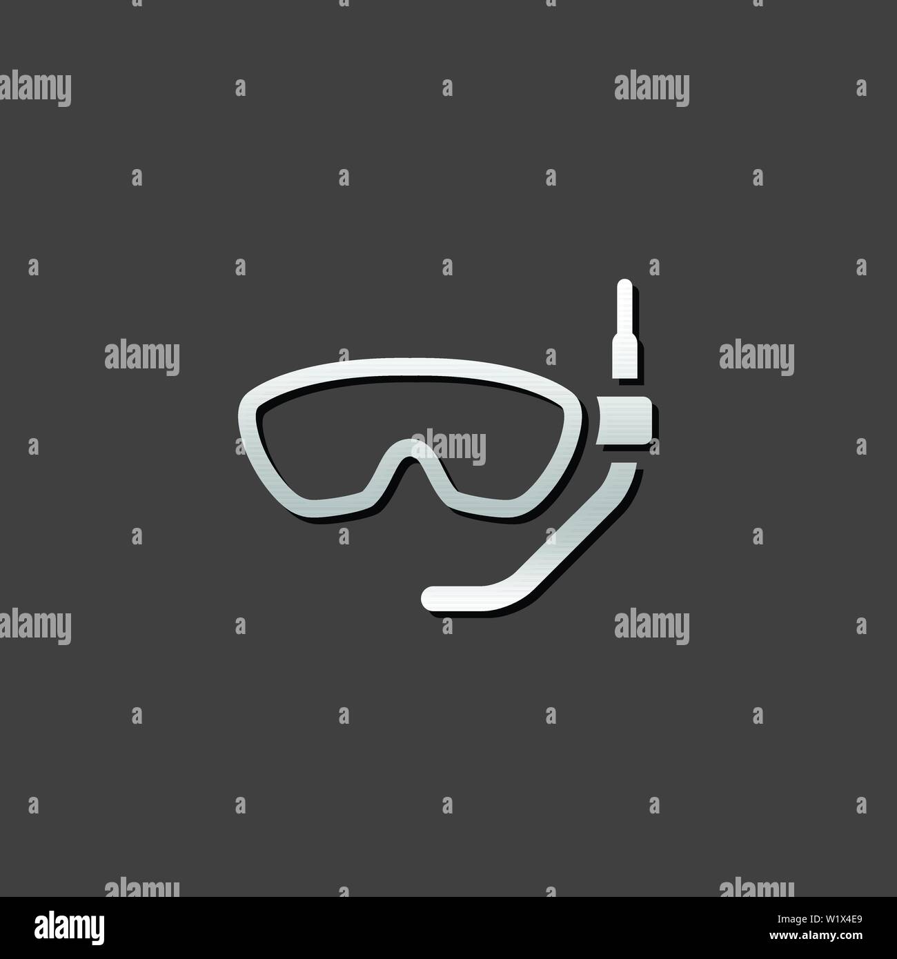Schnorcheln Maske Symbol in metallic grau farbe Stil. Scuba Tauchen im Meer Stock Vektor