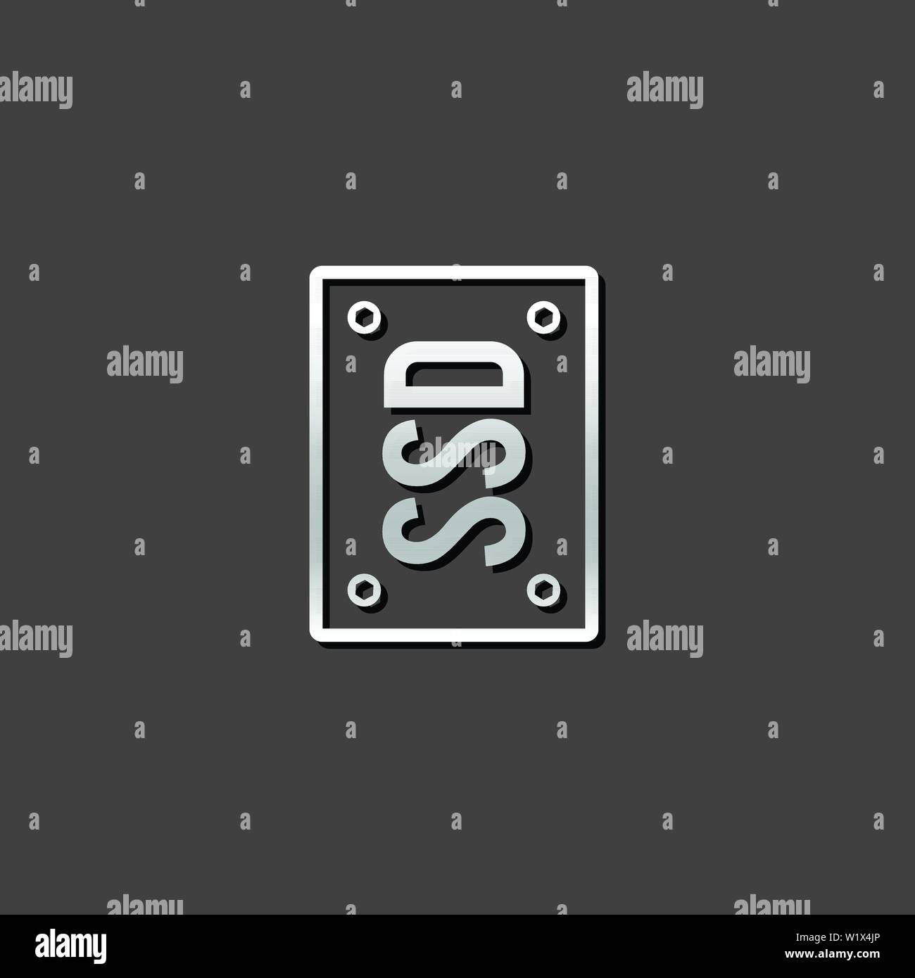 Solid State Drive Icon in metallic grau Farbe style.Computer Storage SSD Stock Vektor