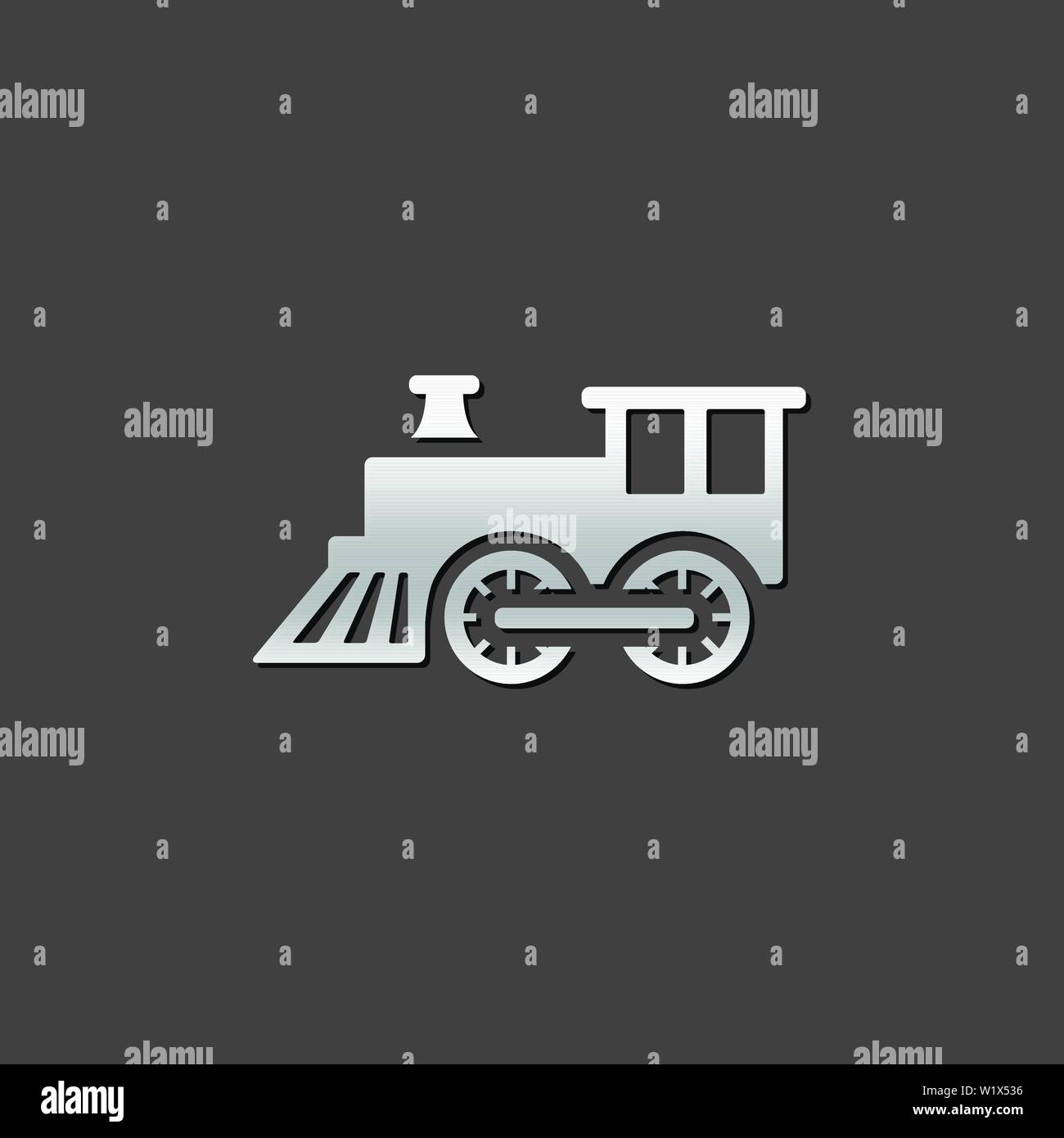 Lokomotive Spielzeug Symbol in metallic grau farbe Stil. Kinder Spiele Stock Vektor